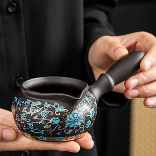 紫砂创意侧把公道杯茶海家用功夫茶具陶瓷公杯茶道配件泡茶分茶器