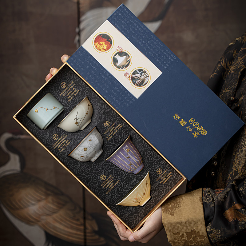故宫文创茶杯套装2026新款五大名窑高端陶瓷主人杯礼盒送礼长辈