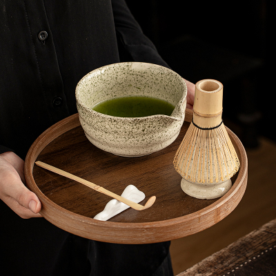 抹茶点茶工具套装陶瓷带嘴抹茶碗茶筅套装日式打茶盏抹茶粉搅拌器