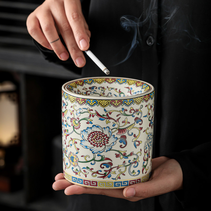 汝窑烟灰缸带盖防飞灰家用陶瓷大号时尚个性高级感烟缸垃圾茶渣缸,节庆用品/礼品,时尚烟灰缸,淘宝优惠券,粉丝福利购,淘宝优惠卷