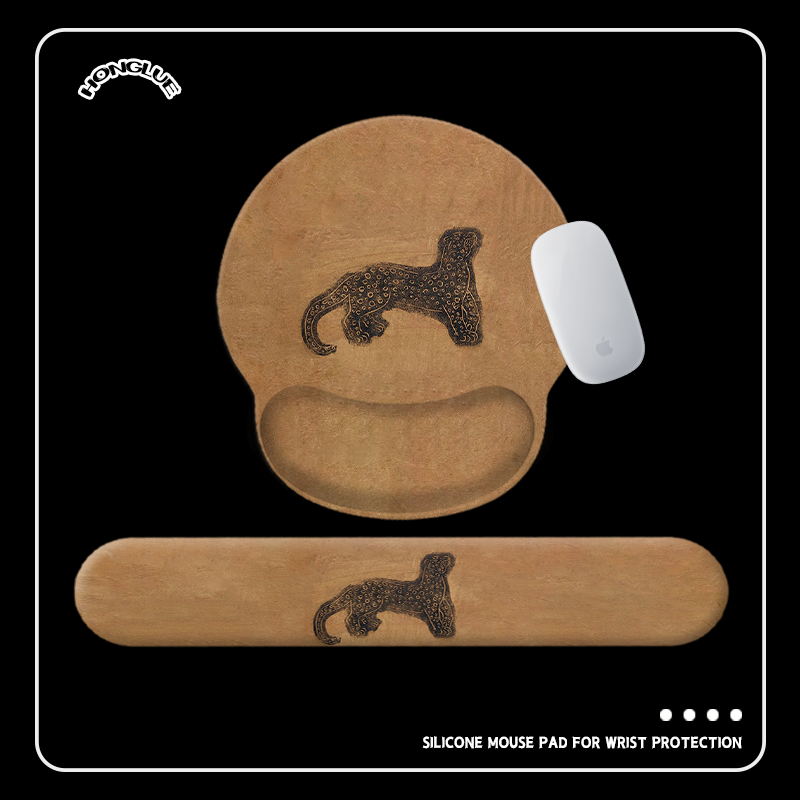中古风金钱豹3d硅胶护腕鼠标垫