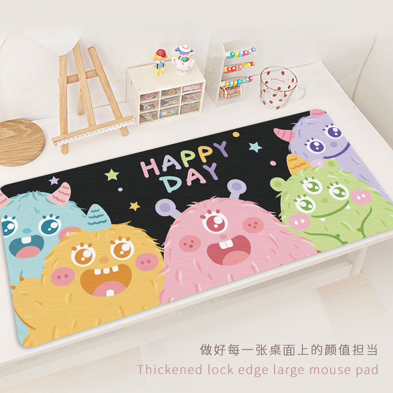 涂鸦卡通小怪兽橡胶锁边鼠标垫