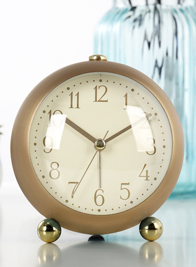 时尚轻奢金属学生打铃闹钟卧室儿童夜灯装饰时钟创意家用钟表HA13