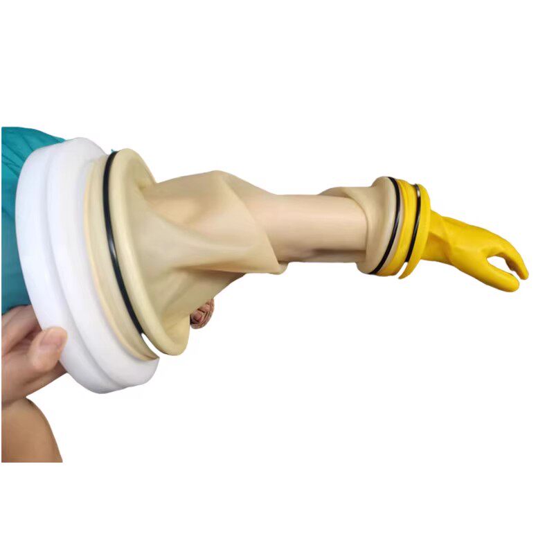 试验检测采集房护士专用小手型分体手套法兰连接环无掌袖套小手套