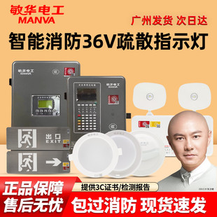 敏华 智能36V集中电源安全出口疏散指示灯消防应急灯 停电双头灯