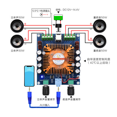 XH-A372大功率4声道输出功放板