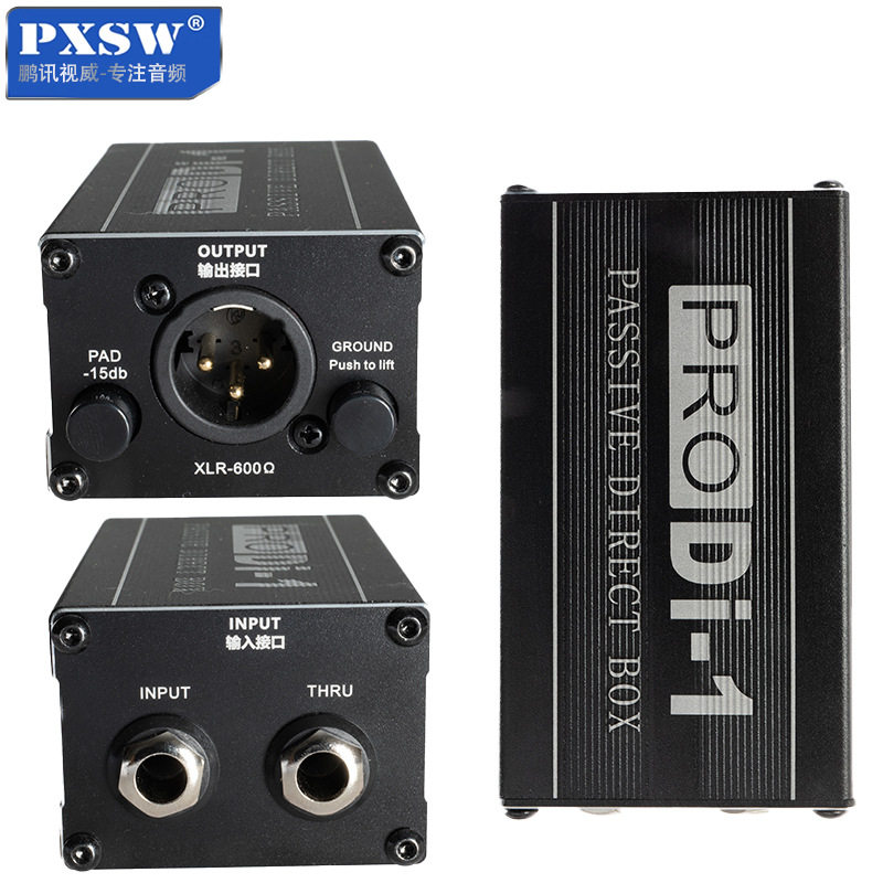 音频隔离器降噪器ProD1 被动式1通道DI盒阻抗转换器乐器吉他降噪