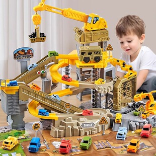 德国GM益智矿山工程轨道车儿童3-6岁闯关大冒险滑行小火车玩具