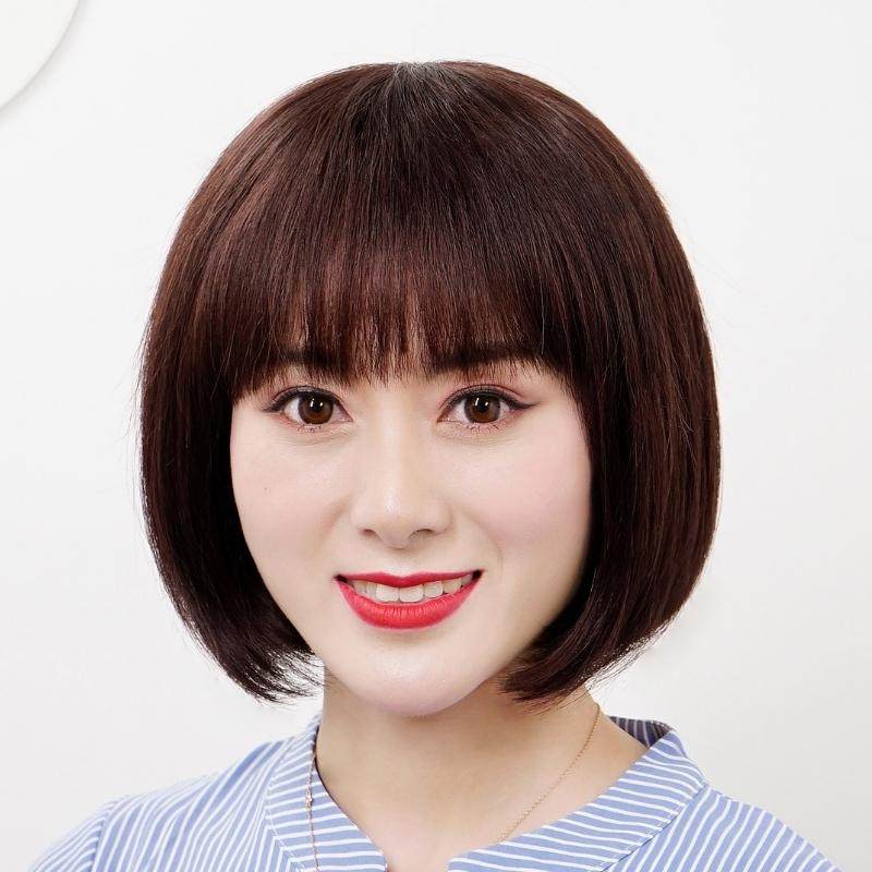 假发女短发中年女士轻薄透气全头套妈妈真发全真人发夏天光头发型
