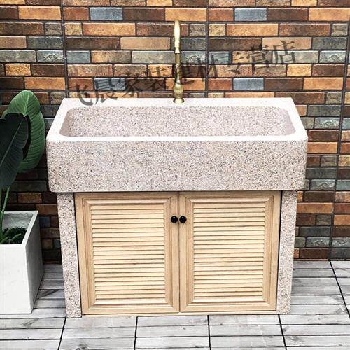 庭院洗手台 户外洗手盆 庭院石材立柱盆 室外户外定制石头洗手池