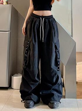 DDNX美式嘻哈hiphop工装裤男女春秋高街设计感多口袋阔腿拖地裤子