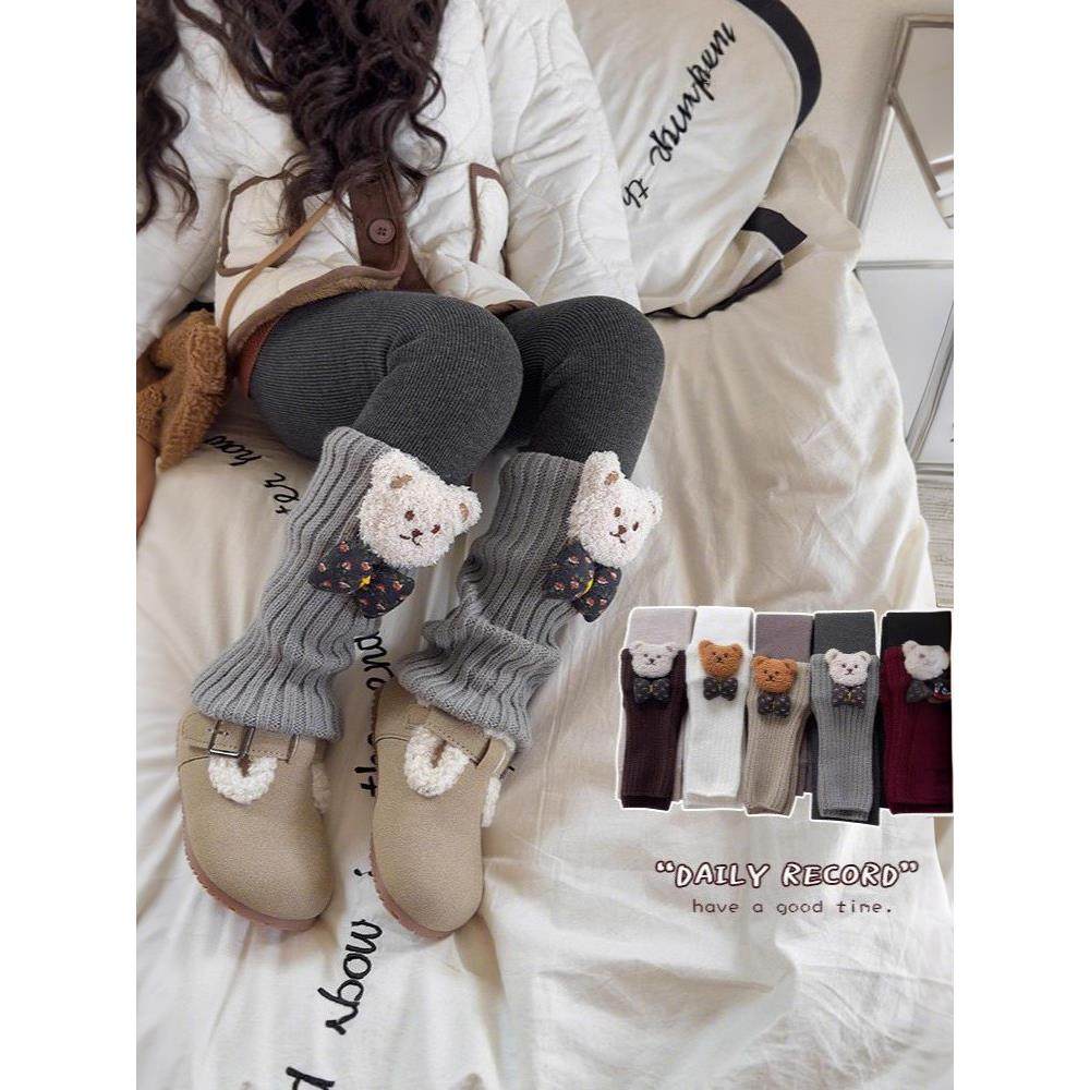 女童连裤袜加绒加厚秋冬季堆堆袜套儿童打底裤玩偶熊宝宝外穿裤袜