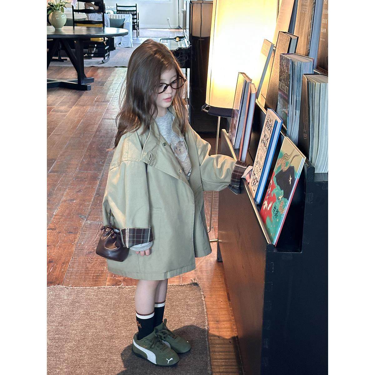 女童秋装竹节棉风衣宝宝洋气时髦外套儿童韩版中长款大衣潮,童装/婴儿装/亲子装,风衣,淘宝优惠券,粉丝福利购,淘宝优惠卷