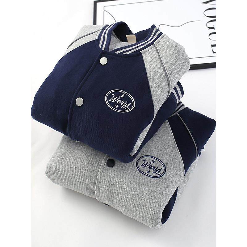 男童秋冬季夹棉加厚棒球服中大童三层保暖纯棉内里休闲校服外套