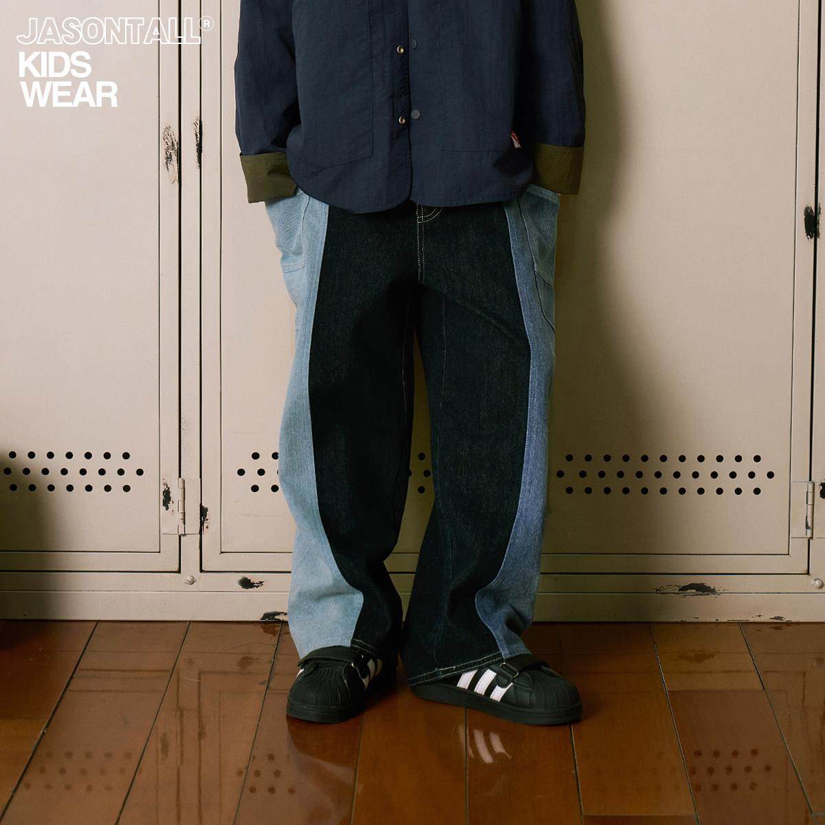 覆杂做工拼色牛仔长裤儿童裤子松紧腰男女童装宽松软版型好春秋,童装/婴儿装/亲子装,儿童牛仔裤,淘宝优惠券,粉丝福利购,淘宝优惠卷