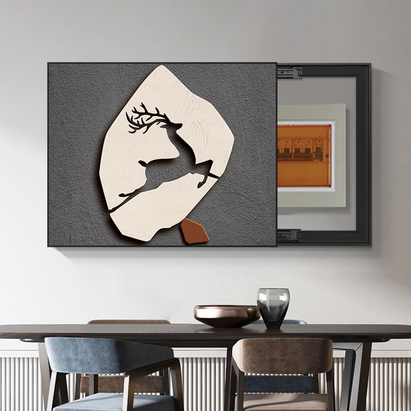 现代简约电表箱装饰画餐厅肌理感遮挡挂画客厅开关配电箱电闸盖板