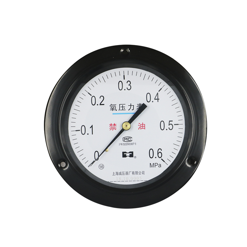 YO100ZT氧气轴向带边压力表表面100压力1/1.6/2.5/4上海减压器厂