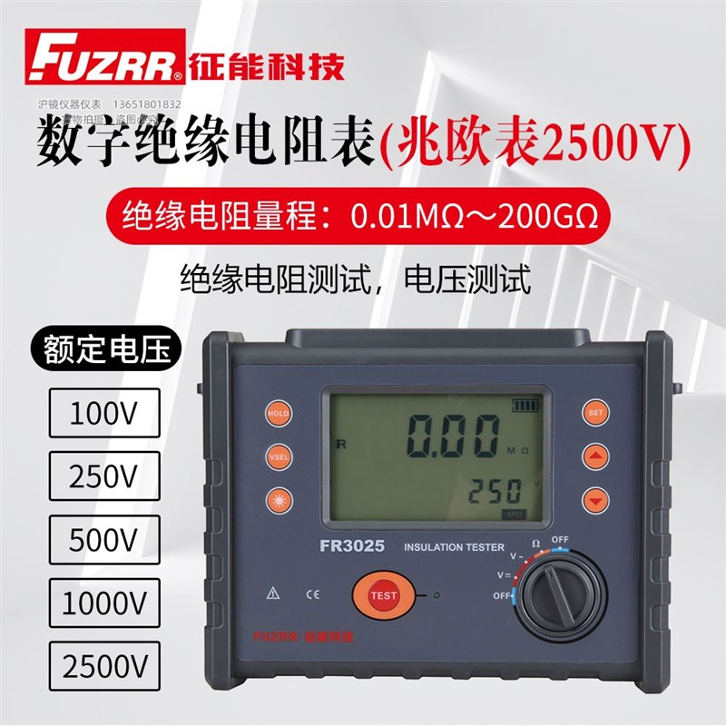 征能FR3025E/3025数字兆欧表高压绝缘兆J欧表5000V电子摇表测试仪