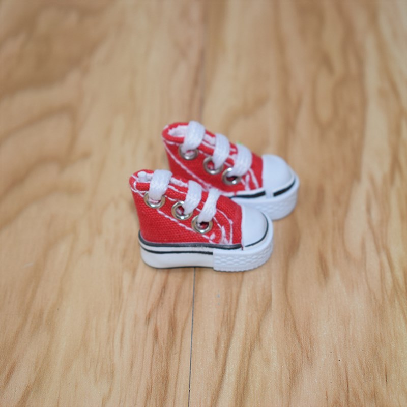 3.5CM小布娃娃鞋8分bjd帆布板鞋娃鞋配饰手指舞网红小鞋子钥匙扣