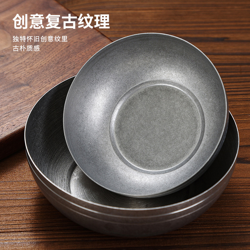 复古风304不锈钢米饭碗做旧韩式调料碗酱料碟餐厅汤碗料理小碗子
