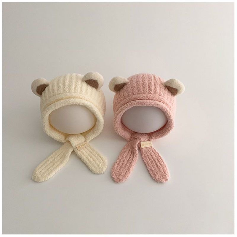 宝宝帽子围巾一体秋冬季婴儿防风保暖儿童护耳帽男女童针织毛线帽