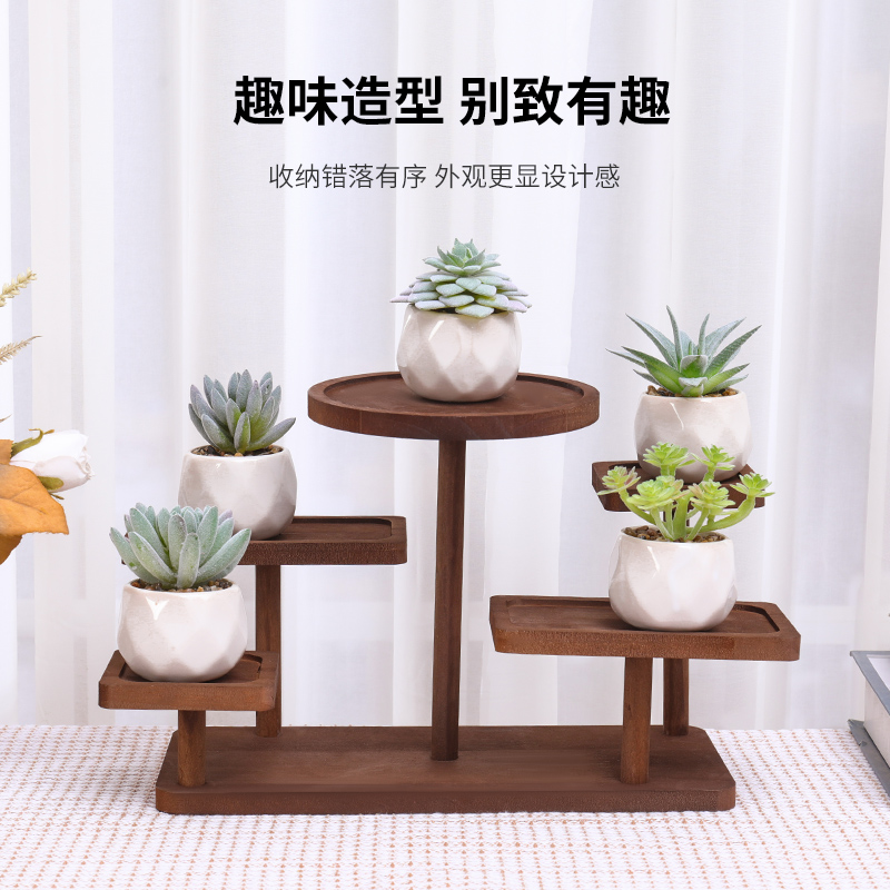 实木桌面置物架办公书桌多层收纳美工区化妆品小摆件展示整理花架