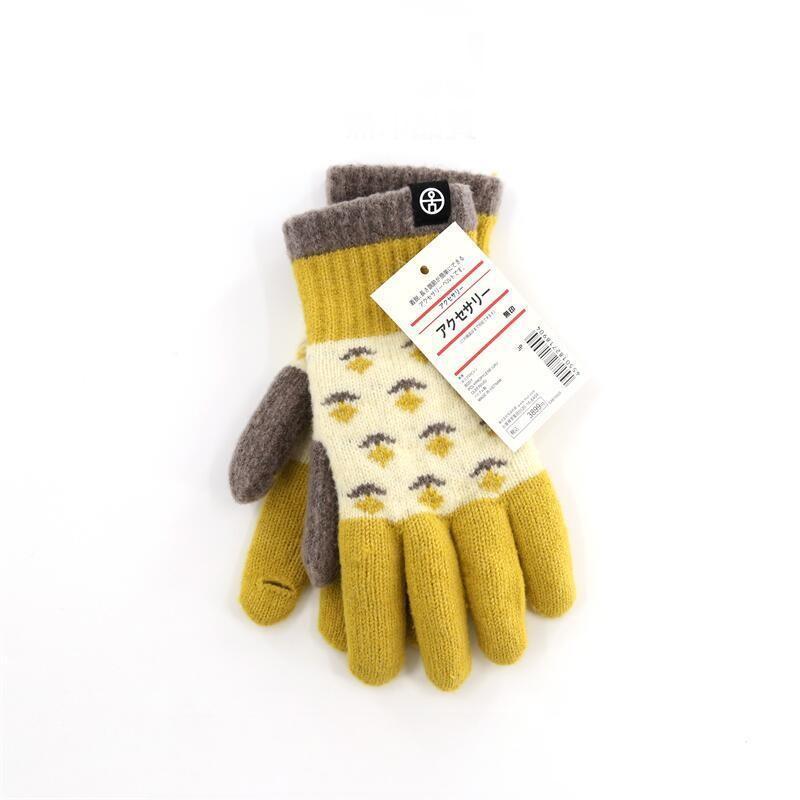 新款秋冬季日系触屏复古针织手套保暖手套女学生毛线手套.