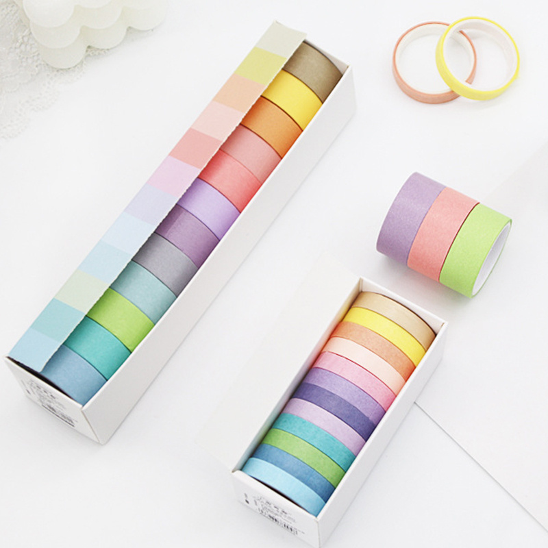 手账胶带马卡龙纯色基础花边边框造景纸胶带手账装饰拼贴贴纸素材