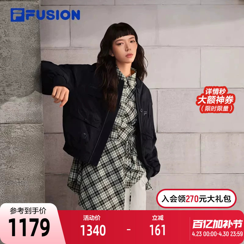 FILA FUSION斐乐潮牌梭织外套女2026春新款时尚宽松短款工装夹克