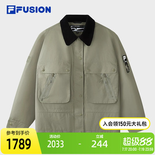 FILA FUSION斐乐潮牌棉服女2025冬季新款时尚宽松巴恩风翻领夹克