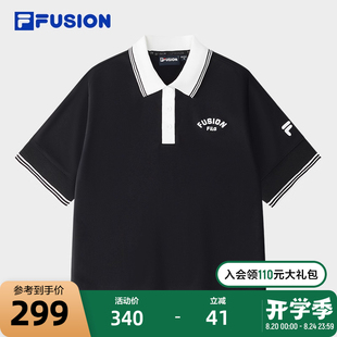 休闲短款 FILA 2025夏新款 FUSION斐乐潮牌女子针织短袖 上衣 POLO衫