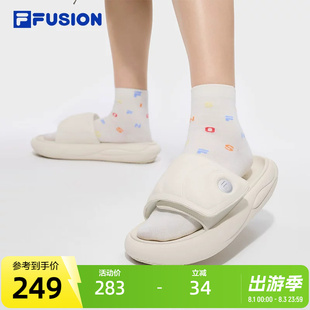 FILA FUSION斐乐潮牌女鞋ZIP UP SLIPPER拖鞋2026夏新款夹芯拖鞋