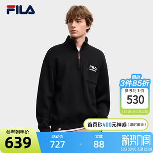 休闲纯棉宽松针织上衣 时尚 FILA 斐乐官方男子套头卫衣2025冬新款