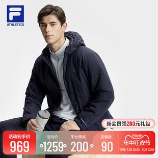 FILA 斐乐官方男士棉服2024春新款基础简约健身运动休闲连帽外套