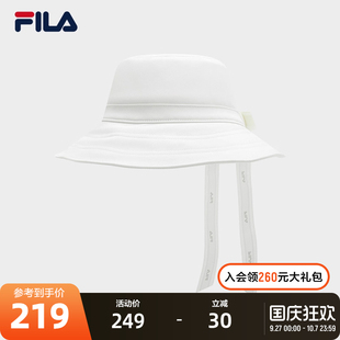 休閑遮陽帽蝴蝶結漁夫帽中性帽子白色 FILA斐樂圓帽女帽2025夏新款