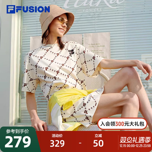 FILA FUSION 斐乐潮牌女针织连衣裙2022夏季Askin凉感休闲裙裙子