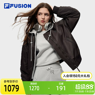 FILA FUSION斐乐潮牌棉服女2026春季新款时尚休闲假两件连帽外套
