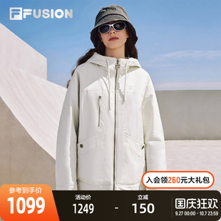 连帽外套 休闲宽松保暖工装 FILA FUSION斐乐潮牌棉服女2024春新款