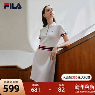 POLO连身裙 休闲优雅潮流翻领短袖 FILA 斐乐官方女子连衣裙时尚