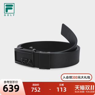 FILA 简约黑色高尔夫运动自动扣皮带 斐乐官方男子腰带2025秋新款