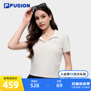 时尚 FILA 2025秋新款 FUSION斐乐潮牌女子针织短袖 休闲上衣 POLO衫