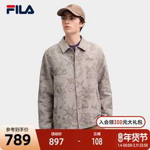 FILA 斐乐官方男士梭织外套2025春新款时尚休闲舒适满印翻领上衣