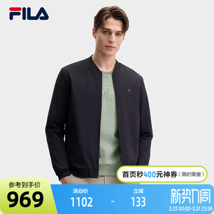 时尚 梭织外套2025春新款 简约休闲基础黑色上衣 斐乐官方男士 FILA