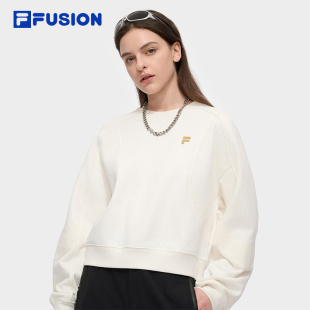 FILA FUSION斐乐潮牌女子套头卫衣秋季新款宽松纯棉针织上衣