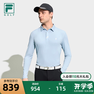 2023春简约高尔夫运动翻领上衣 FILA 斐乐官方男士 长袖 POLO衫