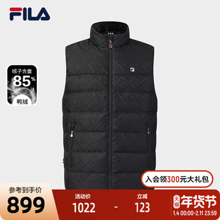 FILA 斐乐官方男士羽绒马甲2026春新款时尚休闲基础满印保暖外套