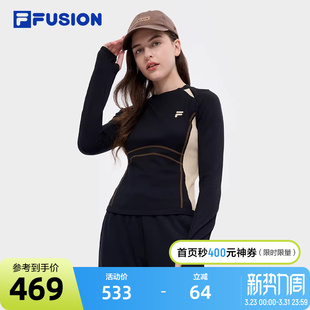 紧身长T 上衣2024冬新款 FILA FUSION斐乐潮牌女子长袖