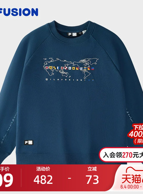 FILA X DOE斐乐潮牌女套头卫衣2024冬季新款纯棉宽松休闲针织上衣