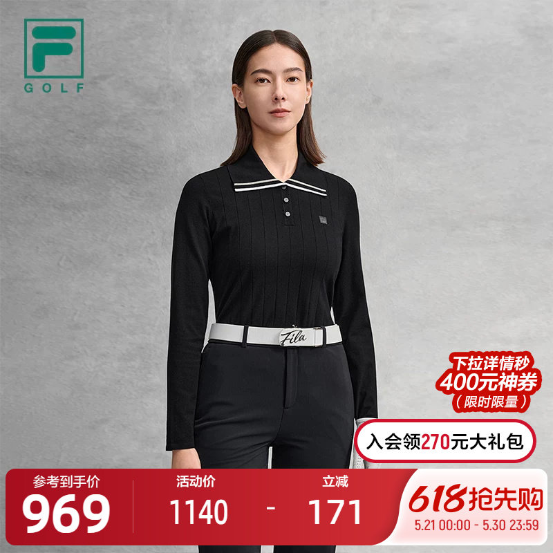 FILA 斐乐官方女子编织衫2026春季新款高尔夫运动大翻领套头