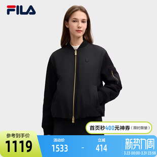 时尚 新款 休闲舒适保暖棒球领夹克 斐乐官方女士棉服2025春季 FILA